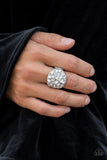 Here Comes the Boom! - White Ring - Paparazzi Accessories Ring Bedazzle Me Pretty Mobile Fashion Boutique