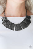 Here Comes The Huntress - Black Necklace - Paparazzi Accessories Necklace Bedazzle Me Pretty Mobile Fashion Boutique