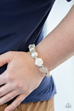 Here I Am - White Bracelet - Paparazzi Accessories Bracelet Bedazzle Me Pretty Mobile Fashion Boutique