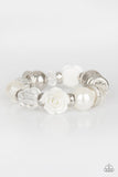 Here I Am - White Bracelet - Paparazzi Accessories Bracelet Bedazzle Me Pretty Mobile Fashion Boutique