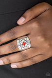 Here Today, Gone Tom-ARROW - Red Ring - Paparazzi Accessories Ring Bedazzle Me Pretty Mobile Fashion Boutique