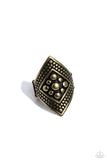 Hey, Hot STUD! - Brass Ring - Paparazzi Accessories Ring Bedazzle Me Pretty Mobile Fashion Boutique