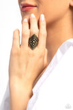 Hey, Hot STUD! - Brass Ring - Paparazzi Accessories Ring Bedazzle Me Pretty Mobile Fashion Boutique