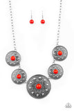 Hey, SOL Sister - Red Necklace - Paparazzi Accessories Necklace Bedazzle Me Pretty Mobile Fashion Boutique