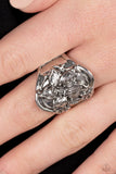 Hibiscus Harbor - Silver Ring - Paparazzi Accessories Ring Bedazzle Me Pretty Mobile Fashion Boutique