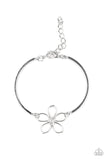 Hibiscus Hipster - White Bracelet - Paparazzi Accessories Bracelet Bedazzle Me Pretty Mobile Fashion Boutique