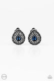 High-Class Celebrity - Blue Clip-On Earrings - Paparazzi Accessories Clip-On Earrings Bedazzle Me Pretty Mobile Fashion Boutique