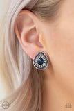 High-Class Celebrity - Blue Clip-On Earrings - Paparazzi Accessories Clip-On Earrings Bedazzle Me Pretty Mobile Fashion Boutique