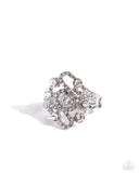 High-Class Honor - White Ring - Paparazzi Accessories Ring Bedazzle Me Pretty Mobile Fashion Boutique
