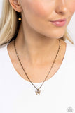 High-Flying Hangout - Brass Necklace - Paparazzi Accessories Necklace Bedazzle Me Pretty Mobile Fashion Boutique