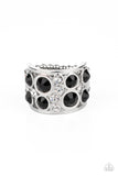 High Roller Royale - Black Ring - Paparazzi Accessories Ring Bedazzle Me Pretty Mobile Fashion Boutique