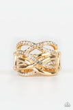 High Rollin - Gold Ring - Paparazzi Accessories Ring Bedazzle Me Pretty Mobile Fashion Boutique
