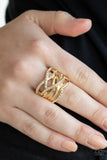High Rollin - Gold Ring - Paparazzi Accessories Ring Bedazzle Me Pretty Mobile Fashion Boutique
