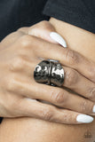 High Stakes Gleam - Black Ring - Paparazzi Accessories Ring Bedazzle Me Pretty Mobile Fashion Boutique