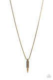 Highland Hunter - Brass Mens Necklace - Paparazzi Accessories Mens Necklace Bedazzle Me Pretty Mobile Fashion Boutique
