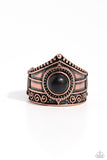 Highland Plains - Copper Ring - Paparazzi Accessories Ring Bedazzle Me Pretty Mobile Fashion Boutique