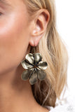 Hinging Hallmark - Brass Earrings - Paparazzi Accessories Earrings Bedazzle Me Pretty Mobile Fashion Boutique