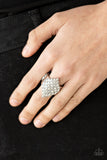 Hive Hustle - White Ring - Paparazzi Accessories Ring Bedazzle Me Pretty Mobile Fashion Boutique