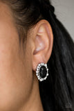 Hold Court - Black Post Earrings - Paparazzi Accessories Earrings Bedazzle Me Pretty Mobile Fashion Boutique