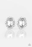 Hold Court - White Earrings - Paparazzi Accessories Earrings Bedazzle Me Pretty Mobile Fashion Boutique