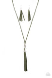 Hold My Tassel - Green Necklace - Paparazzi Accessories Necklace Bedazzle Me Pretty Mobile Fashion Boutique