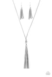 Hold My Tassel - Silver Necklace - Paparazzi Accessories Necklace Bedazzle Me Pretty Mobile Fashion Boutique