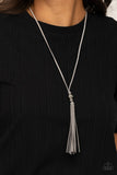 Hold My Tassel - Silver Necklace - Paparazzi Accessories Necklace Bedazzle Me Pretty Mobile Fashion Boutique