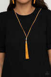 Hold My Tassel - Yellow Necklace - Paparazzi Accessories Necklace Bedazzle Me Pretty Mobile Fashion Boutique