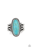 Home On The RANCH - Blue Ring - Paparazzi Accessories Ring Bedazzle Me Pretty Mobile Fashion Boutique