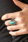 Home On The RANCH - Blue Ring - Paparazzi Accessories Ring Bedazzle Me Pretty Mobile Fashion Boutique