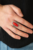 Home On The RANCH - Red Ring - Paparazzi Accessories Ring Bedazzle Me Pretty Mobile Fashion Boutique
