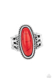 Home On The RANCH - Red Ring - Paparazzi Accessories Ring Bedazzle Me Pretty Mobile Fashion Boutique