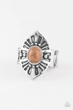 HOMESTEAD For The Weekend - Brown Ring - Paparazzi Accessories Ring Bedazzle Me Pretty Mobile Fashion Boutique