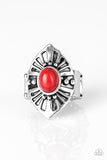 HOMESTEAD For The Weekend - Red Ring - Paparazzi Accessories Ring Bedazzle Me Pretty Mobile Fashion Boutique