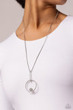 Hooped Theory - White Necklace - Paparazzi Accessories Necklace Bedazzle Me Pretty Mobile Fashion Boutique