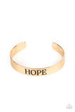 Hope Makes The World Go Round - Gold Bracelet - Paparazzi Accessories Bracelet Bedazzle Me Pretty Mobile Fashion Boutique