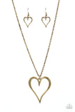 Hopelessly In Love - Brass Necklace - Paparazzi Accessories Necklace Bedazzle Me Pretty Mobile Fashion Boutique