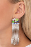 Horizontal Hallmark - Blue Post Earrings - Paparazzi Accessories Post Earrings Bedazzle Me Pretty Mobile Fashion Boutique