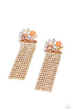 Horizontal Hallmark - Gold Post Earrings - Paparazzi Accessories Post Earrings Bedazzle Me Pretty Mobile Fashion Boutique