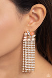Horizontal Hallmark - Gold Post Earrings - Paparazzi Accessories Post Earrings Bedazzle Me Pretty Mobile Fashion Boutique