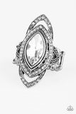 Hot Off The EMPRESS - White Ring - Paparazzi Accessories Ring Bedazzle Me Pretty Mobile Fashion Boutique