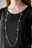 House Party Posh - White Necklace - Paparazzi Accessories Necklace Bedazzle Me Pretty Mobile Fashion Boutique