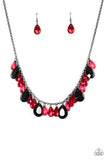 Hurricane Season - Red Necklace - Paparazzi Accessories Necklace Bedazzle Me Pretty Mobile Fashion Boutique