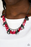 Hurricane Season - Red Necklace - Paparazzi Accessories Necklace Bedazzle Me Pretty Mobile Fashion Boutique