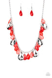 Hurricane Season - Red/Silver Necklace - Paparazzi Accessories Necklace Bedazzle Me Pretty Mobile Fashion Boutique