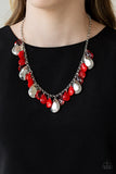 Hurricane Season - Red/Silver Necklace - Paparazzi Accessories Necklace Bedazzle Me Pretty Mobile Fashion Boutique