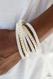 I BOLD You So! - White Bracelet - Paparazzi Accessories Bracelet Bedazzle Me Pretty Mobile Fashion Boutique