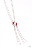 I Pinky SQUARE - Red Necklace - Paparazzi Accessories Necklace Bedazzle Me Pretty Mobile Fashion Boutique