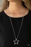 I Pledge Allegiance to the Sparkle - White Necklace - Paparazzi Accessories Necklace Bedazzle Me Pretty Mobile Fashion Boutique