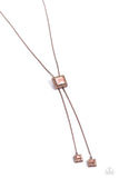 I Solemnly SQUARE - Copper Necklace - Paparazzi Accessories Necklace Bedazzle Me Pretty Mobile Fashion Boutique